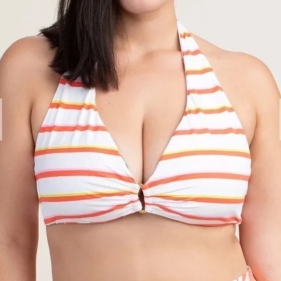 NWT Trina Turk Plus Costa De Prata Reversible Top Striped Tropical 20W - Picture 2 of 8